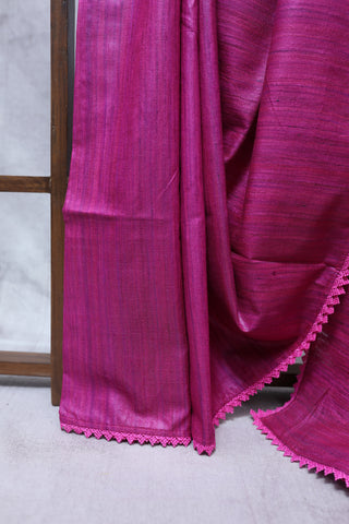 Pink Ghicha Tussar Silk Saree-SRPGTSS4