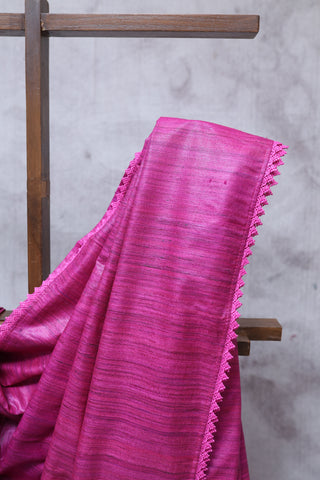 Pink Ghicha Tussar Silk Saree-SRPGTSS4