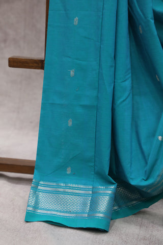 Teal Blue Cotton Paithani Saree - SRTBCPS419