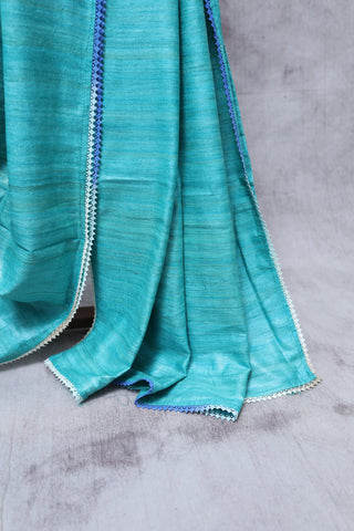 Greenish Turquoise Ghicha Tussar Silk Saree-SRGTGTSS7