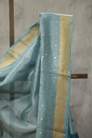 Blue Sequin Tissue Tussar Silk Saree - SRBSTTSS223