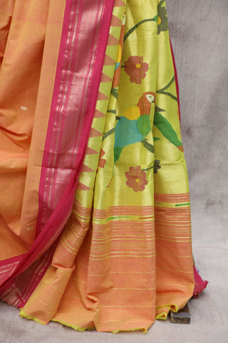 Orange Cotton Paithani Saree - SROCPS434