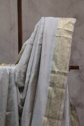 Grey Banarasi Silk Saree-SRGBSS475