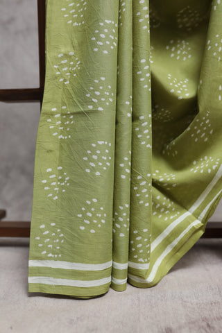 Light Green HBP Cotton Saree with Contrast Blouse -SRLGCS1203