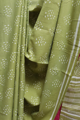 Light Green HBP Cotton Saree with Contrast Blouse -SRLGCS1203