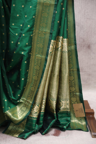 Green Banarasi Silk Saree-SRGBSS472