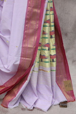 Pastel Purple Cotton Paithani Saree - SRPPCPS436