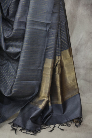 Grey Tussar Silk Saree - SRGTSS979