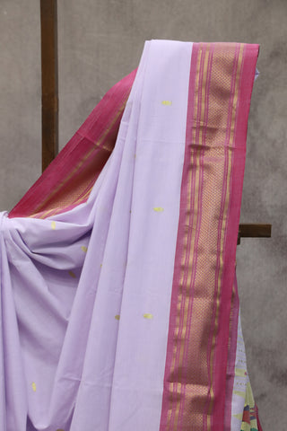 Pastel Purple Cotton Paithani Saree - SRPPCPS436