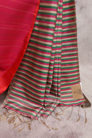 Rani Pink Striped Soft Silk Saree - SRRPSSSS185