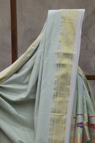 Pastel Green Cotton Paithani Saree - SRPGCPS433