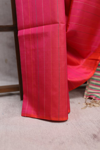 Rani Pink Striped Soft Silk Saree - SRRPSSSS185