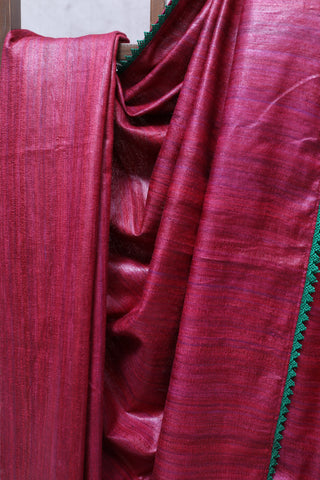 Magenta Ghicha Tussar Silk Saree-SRMGTSS6