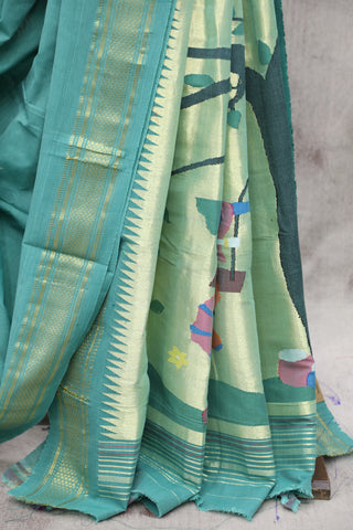 Green Cotton Paithani Saree - SRGCPS429