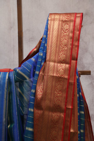 Blue Chanderi Tissue Silk Saree-SRBCTSS84