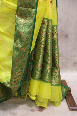 Neon Yellow Chanderi Tissue Silk Saree-SRNYCTSS85