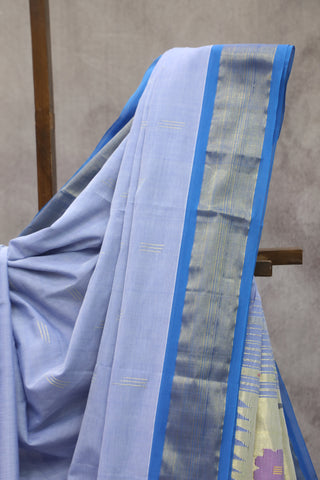 Pastel Blue Cotton Paithani Saree - SRPBCPS437