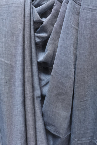 Dark Grey Mulmul Cotton Saree-SRDGMCS153