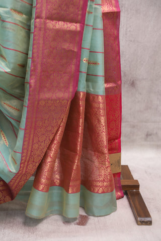 Two Tone Green Chanderi Tissue Silk Saree-SRTTGCTSS86