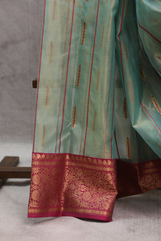 Two Tone Green Chanderi Tissue Silk Saree-SRTTGCTSS86