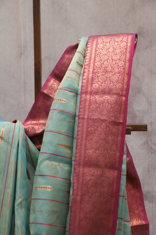 Two Tone Green Chanderi Tissue Silk Saree-SRTTGCTSS86