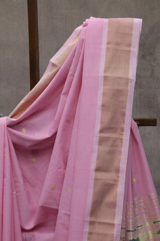 Pastel Pink Cotton Paithani Saree - SRPPCPS446