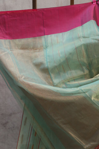 Two Tone Green Chanderi Tissue Silk Saree-SRTTGCTSS86