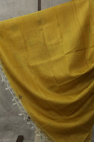 Cream Hand-Painted Tussar Silk Saree - SRCHPTSS981