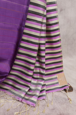 Purple Striped Soft Silk Saree - SRPSSSS188