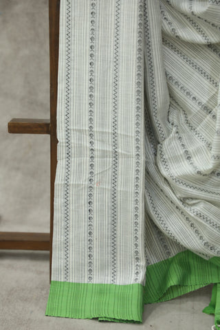 White-Black Bengal Cotton Saree - SRWBCS85