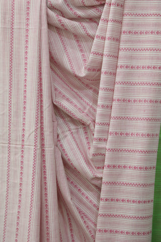 White-Pink Bengal Cotton Saree - SRWBCS83