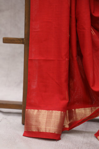 Red Cotton Paithani Saree - SRRCPS443