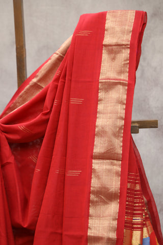 Red Cotton Paithani Saree - SRRCPS443