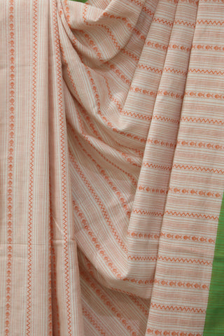 White-Orange Bengal Cotton Saree - SRWOCS87