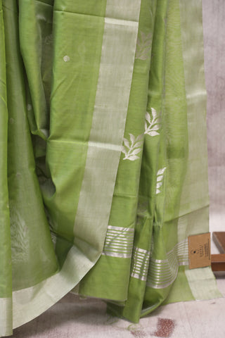 Green Chanderi Tissue Silk Saree-SRGCTSS99