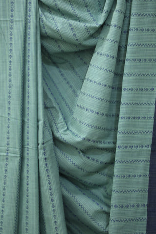 Grey Teal Bengal Cotton Saree - SRGTBCS73