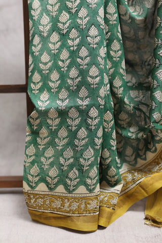 Dark Green HBP Cotton Silk Chanderi Saree - SRDGCSCS625