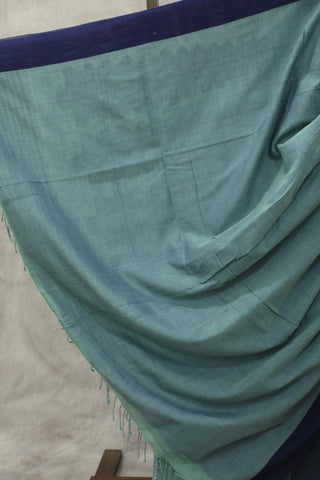 Grey Teal Bengal Cotton Saree - SRGTBCS73