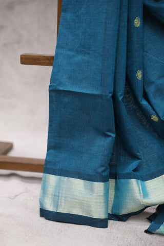 Peacock Blue Cotton Paithani Saree - SRPBCPS449