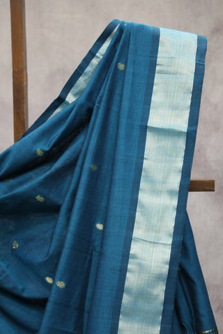 Peacock Blue Cotton Paithani Saree - SRPBCPS449