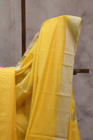 Yellow Chanderi Tissue Silk Saree-SRYCTSS97