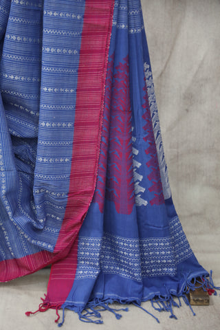 Blue Bengal Cotton Saree - SRBBCS69