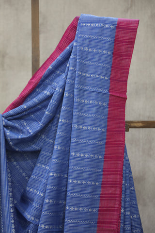 Blue Bengal Cotton Saree - SRBBCS69