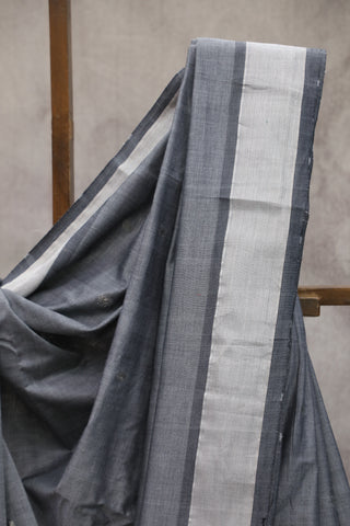 Grey Cotton Paithani Saree - SRGCPS448