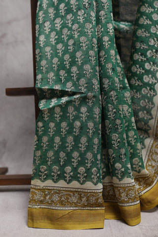 Dark Green HBP Cotton Silk Chanderi Saree - SRBDGSCS632