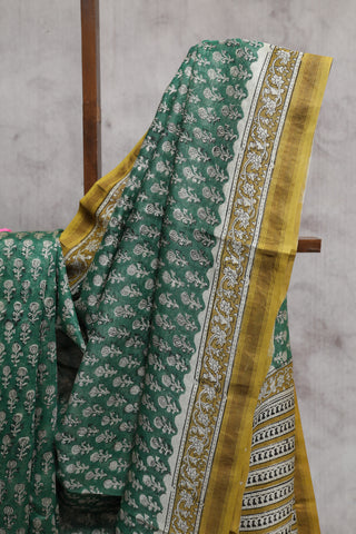 Dark Green HBP Cotton Silk Chanderi Saree - SRBDGSCS632