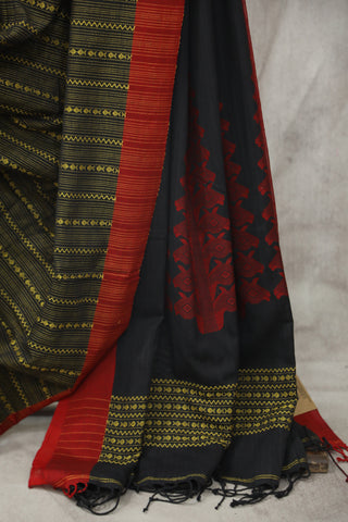 Black Bengal Cotton Saree - SRBBCS71