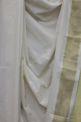 White Cotton Paithani Saree - SRWCPS458