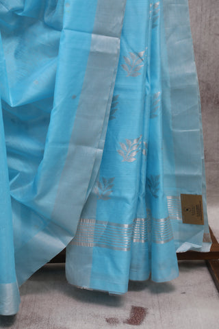 Sky Blue Chanderi Tissue Silk Saree-SRSBCTSS95