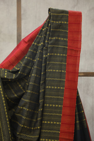 Black Bengal Cotton Saree - SRBBCS71